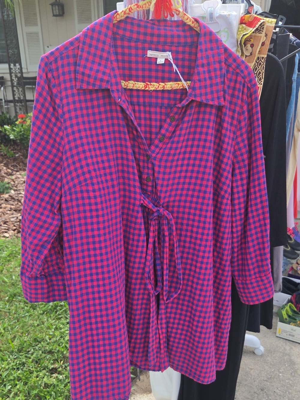 GAP Maternity Plaid Tie-Front Button Down Shirt